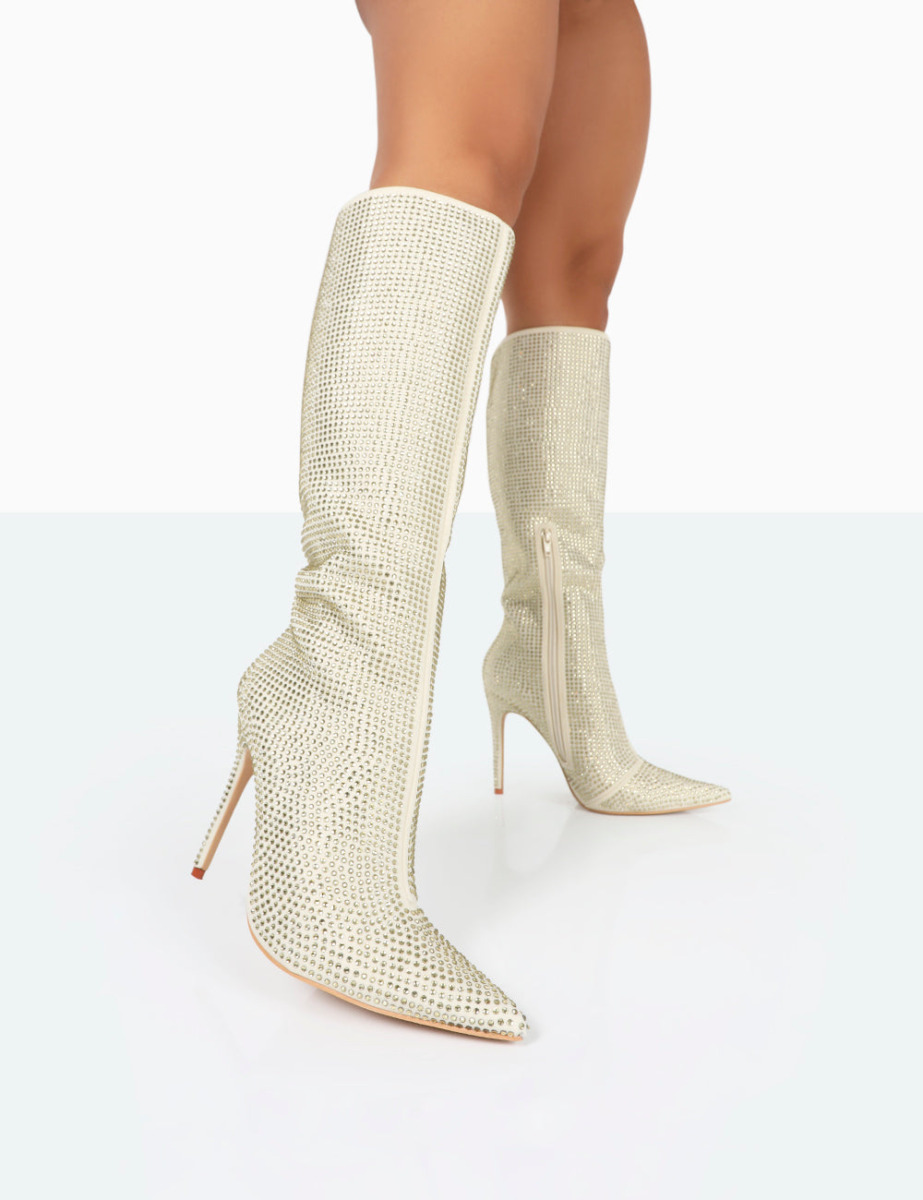 Gold Knee High Boots for Woman by Public Desire GOOFASH