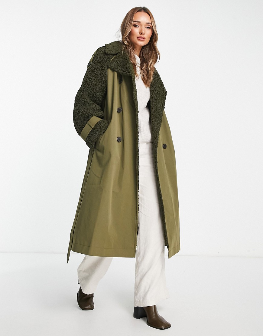 Green Trench Coat by Asos GOOFASH