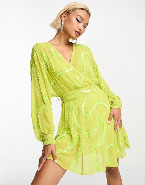 Green Womens Mini Dress Asos GOOFASH