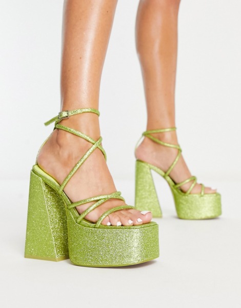 Heeled Sandals Green by Asos GOOFASH