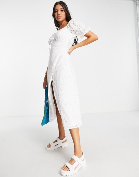 In the Style Midi Dress in White for Woman by Asos GOOFASH