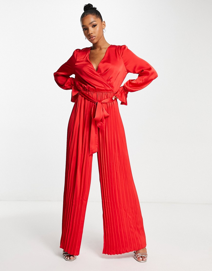 In the Style - Wide Leg Jumpsuit Red Asos Woman GOOFASH