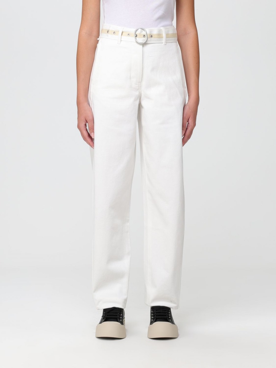 Jil Sander - Women's Trousers in White - Giglio GOOFASH