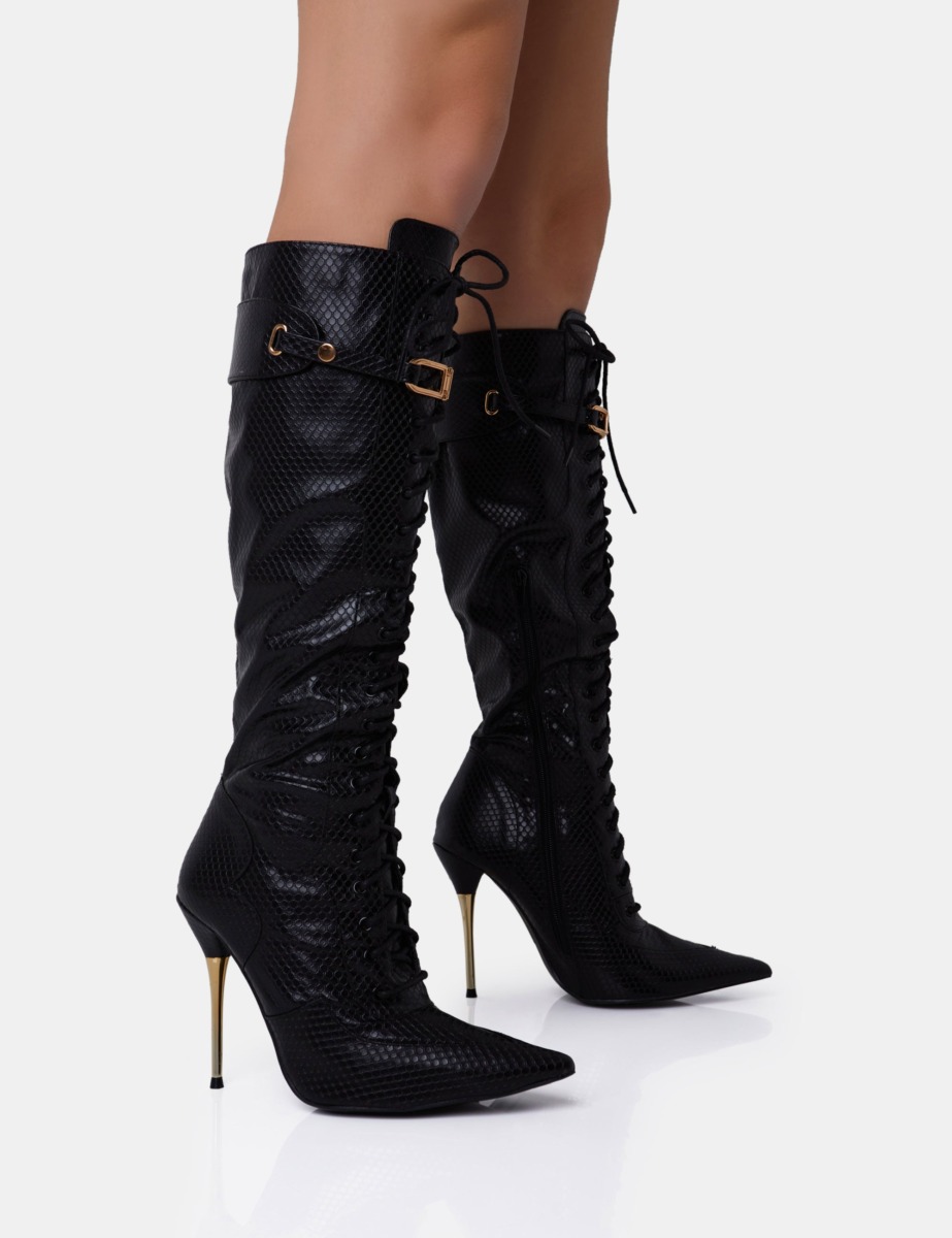 Knee High Boots in Gold - Public Desire Woman GOOFASH