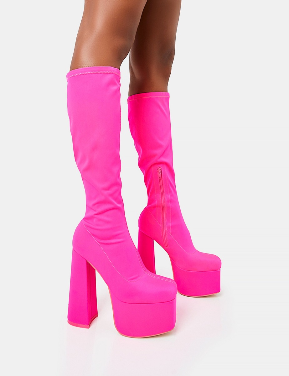 Knee High Boots in Pink for Woman from Public Desire GOOFASH