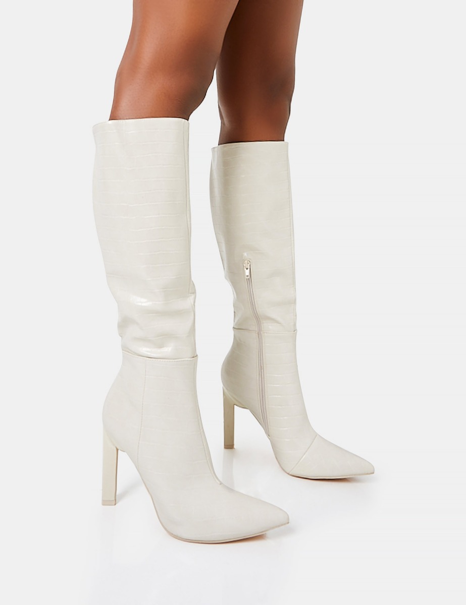 Ladies Ankle Boots in Cream - Public Desire GOOFASH
