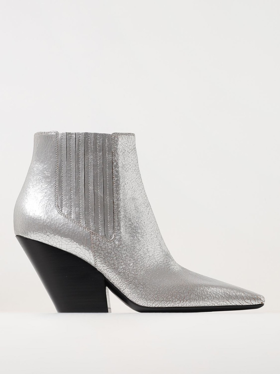 Ladies Flat Boots Silver by Giglio GOOFASH