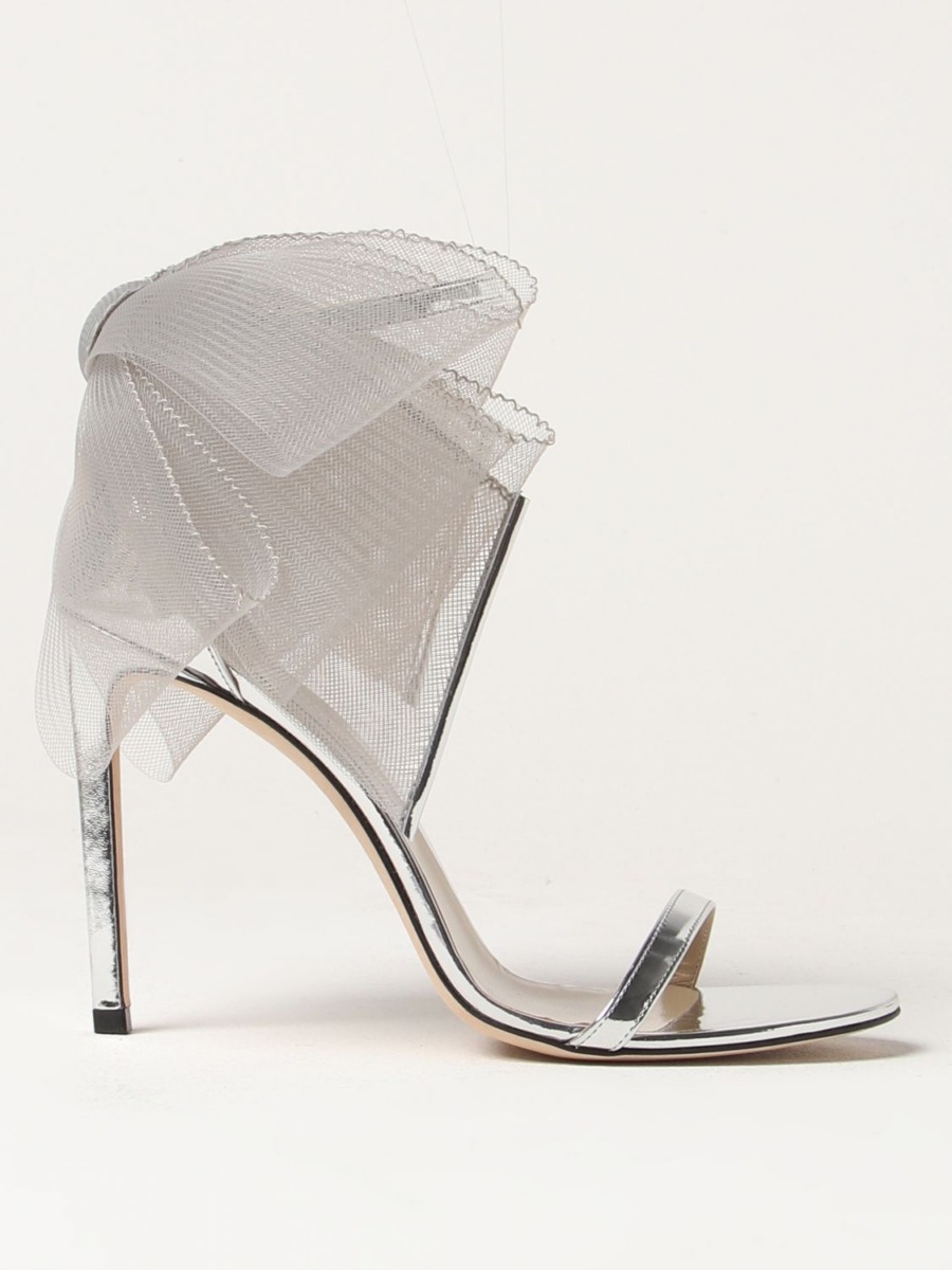 Ladies Heeled Sandals Silver - Giglio GOOFASH