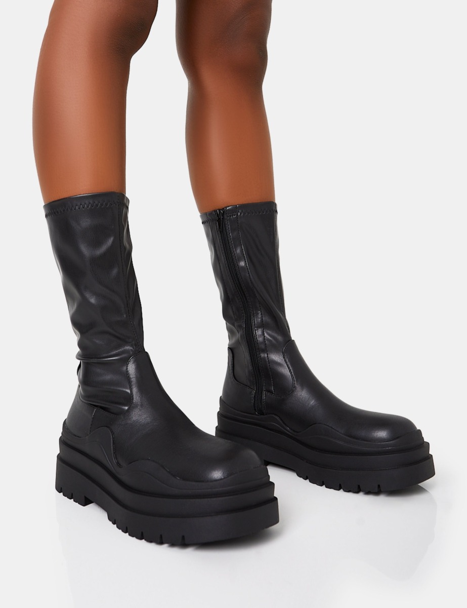 Ladies Knee High Boots - Black - Public Desire GOOFASH