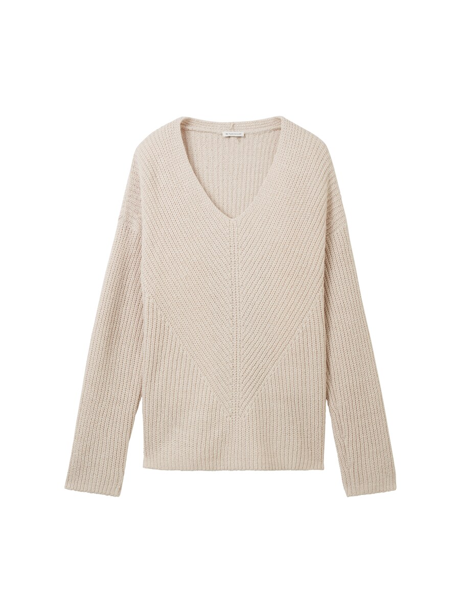 Ladies Knitted Sweater in Beige Tom Tailor GOOFASH