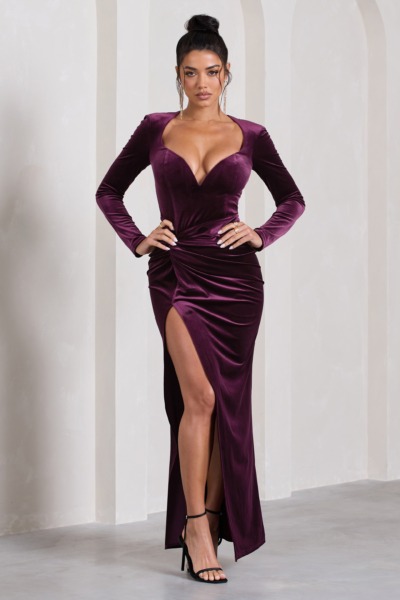 Ladies Maxi Dress Purple - Club L London GOOFASH