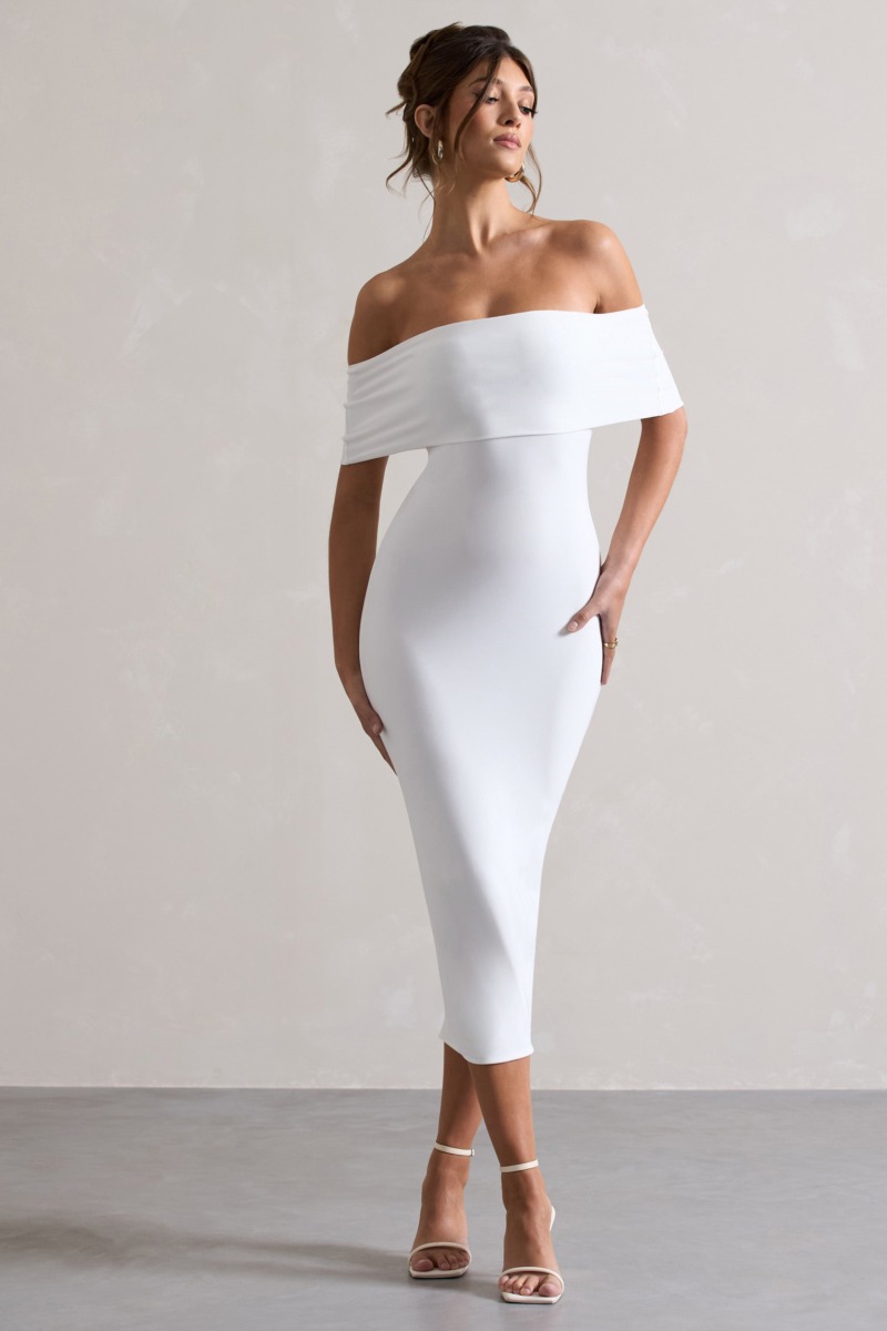 Ladies Midi Dress White by Club L London GOOFASH