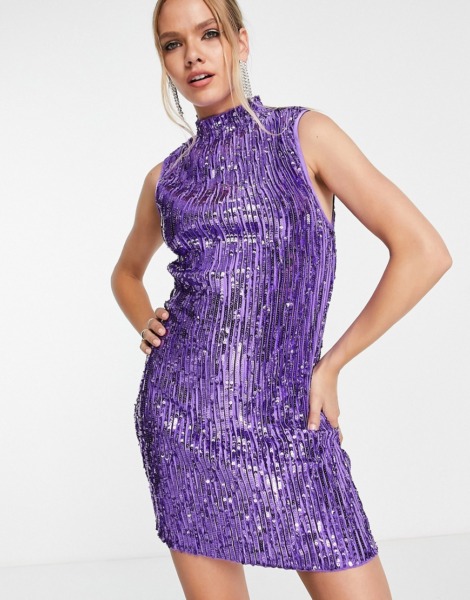 Ladies Mini Dress - Purple - Asos GOOFASH