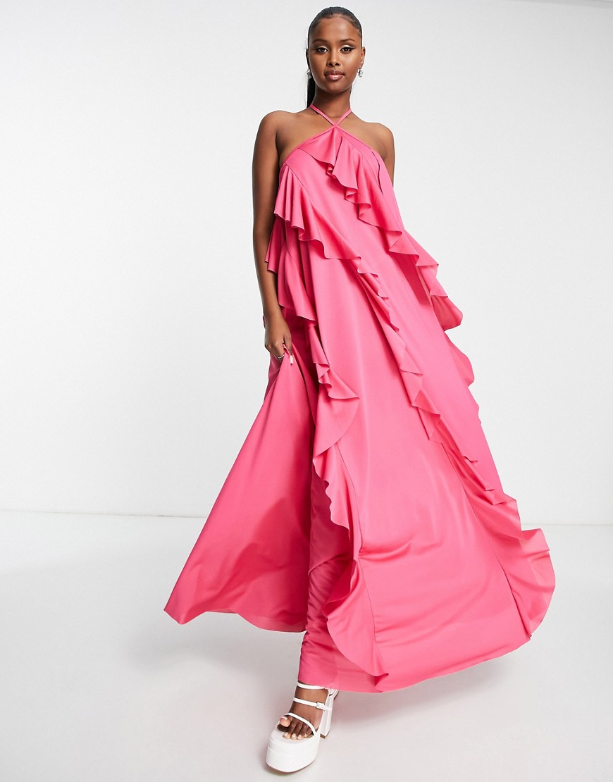 Ladies Pink Maxi Dress by Asos GOOFASH