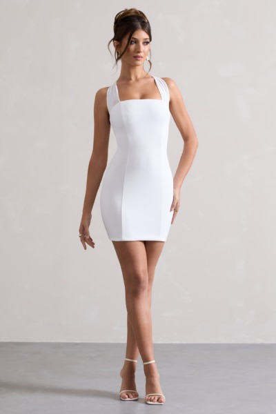 Ladies White Mini Dress from Club L London GOOFASH