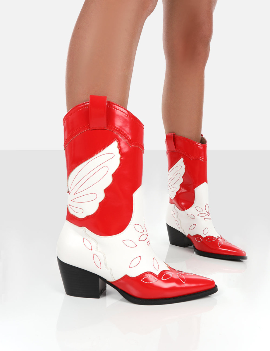 Lady Ankle Boots Red - Public Desire GOOFASH