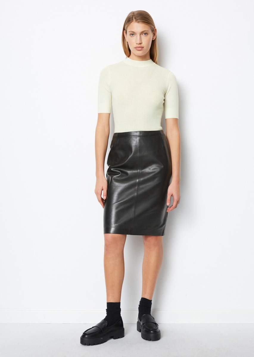 Lady Black Leather Skirt by Marc O Polo GOOFASH