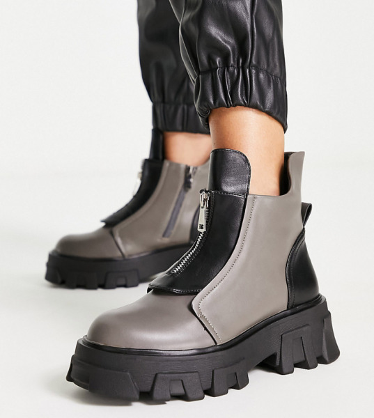 Lady Chunky Boots in Grey - Asos GOOFASH