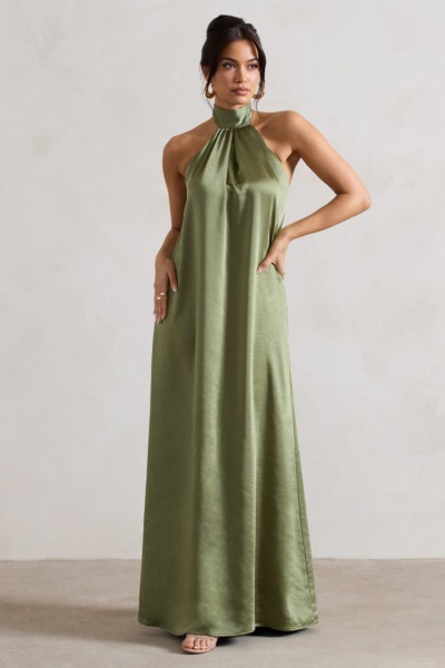 Lady Maxi Dress in Olive by Club L London GOOFASH