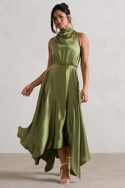 Lady Maxi Dress in Olive from Club L London GOOFASH