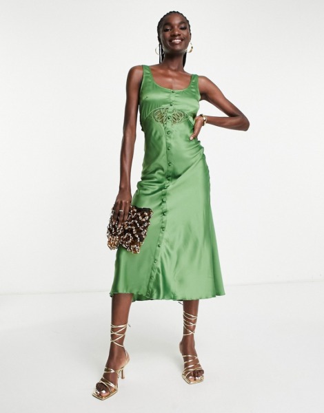 Lady Midi Dress - Green - Asos GOOFASH