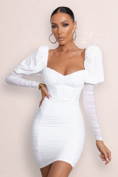 Lady Mini Dress - White - Club L London GOOFASH