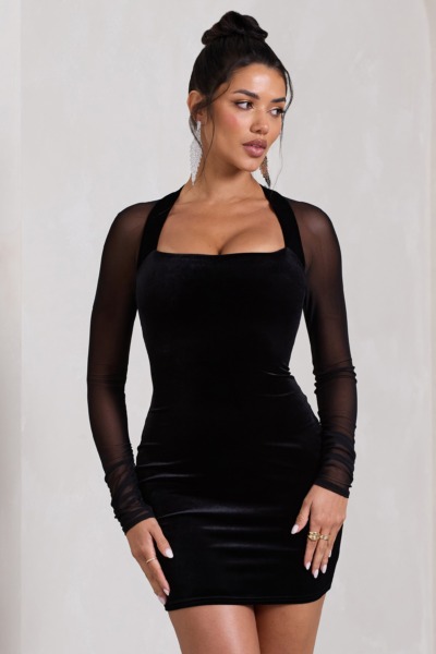 Lady Mini Dress in Black at Club L London GOOFASH