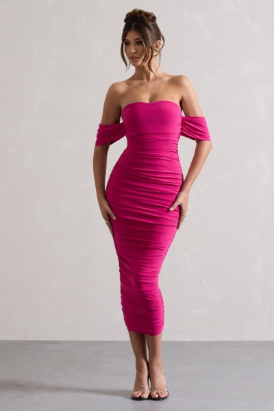 Lady Pink Midi Dress from Club L London GOOFASH