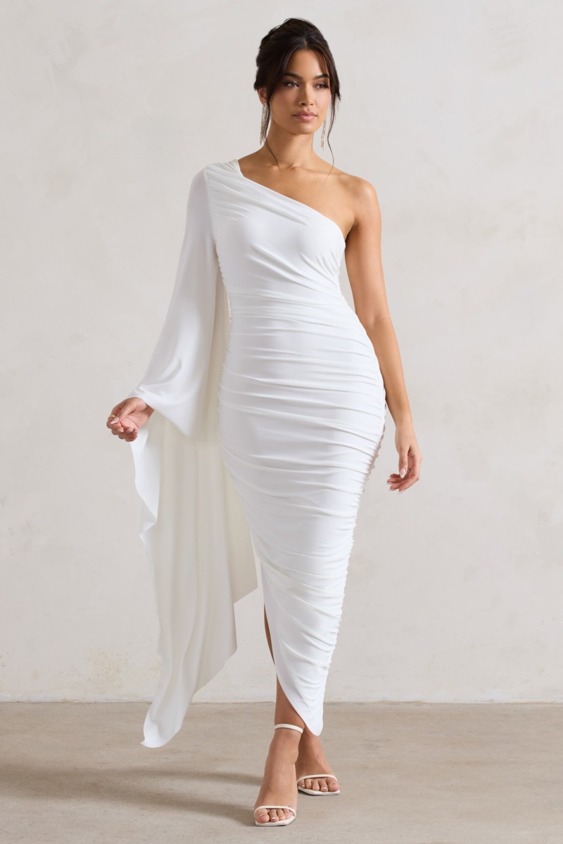Lady White Midi Dress by Club L London GOOFASH