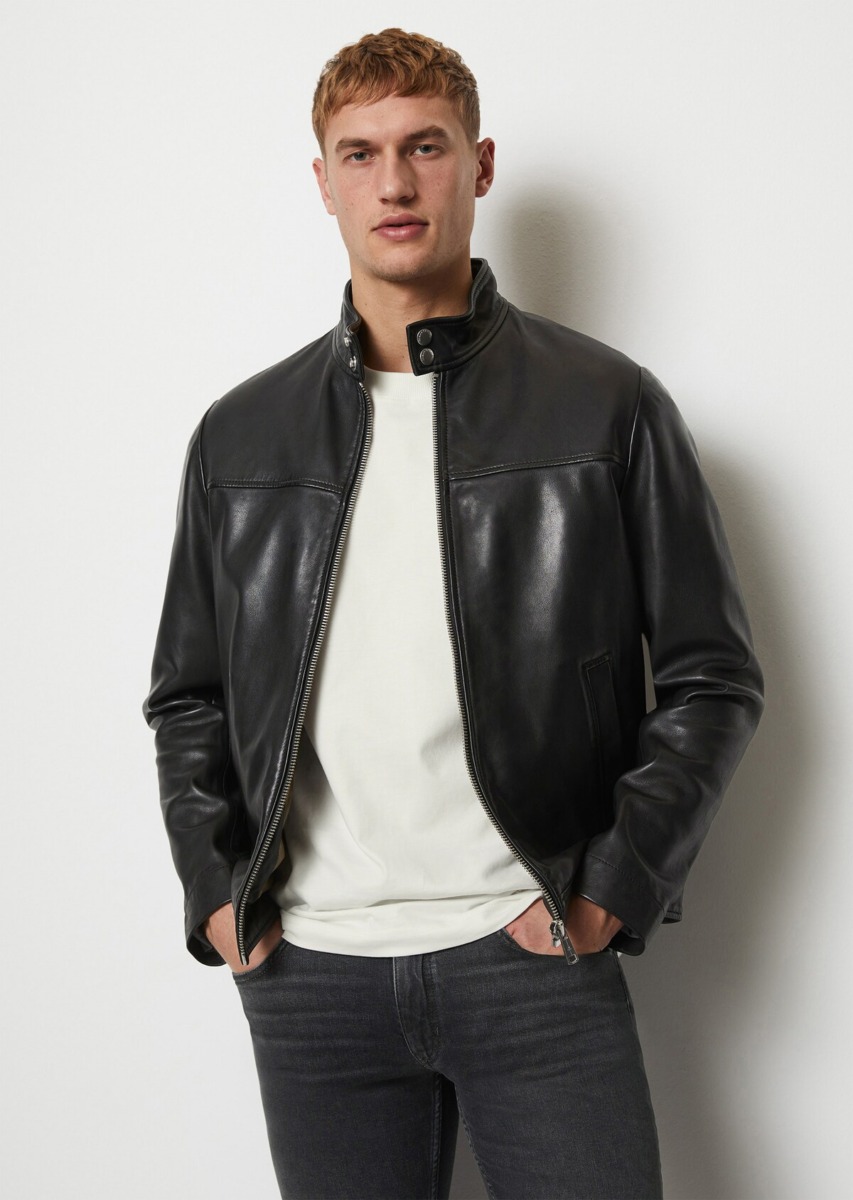Leather Jacket in Black - Marc O Polo GOOFASH