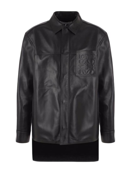 Loewe - Black Leather Jacket for Man from Suitnegozi GOOFASH
