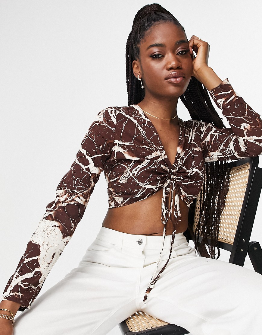 Lola May Crop Top Brown for Woman by Asos GOOFASH