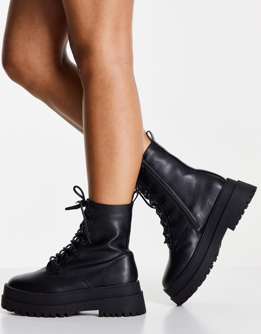 London Rebel Black Womens Chunky Boots Asos GOOFASH