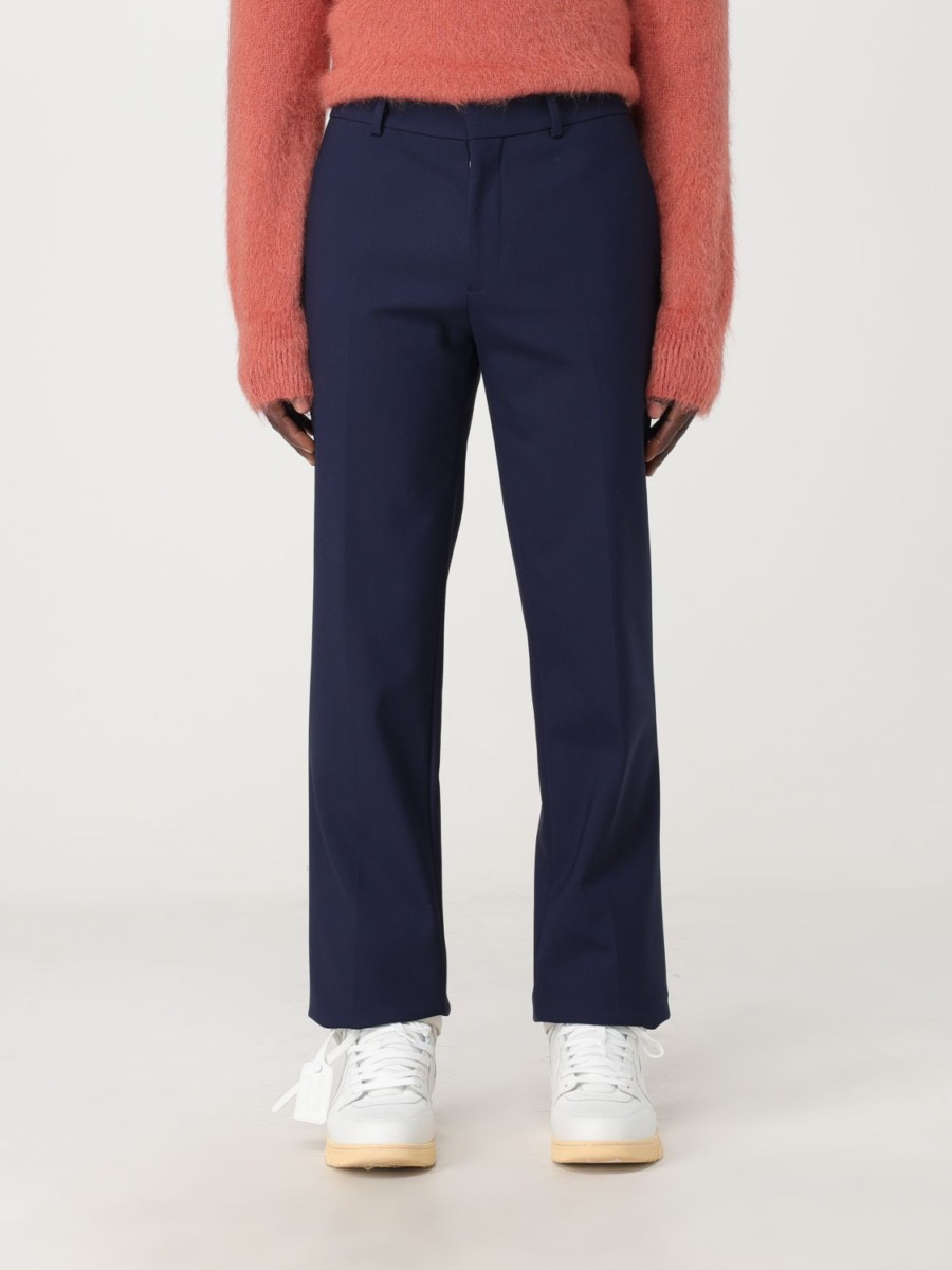 Man Trousers in Blue Giglio - Off White GOOFASH