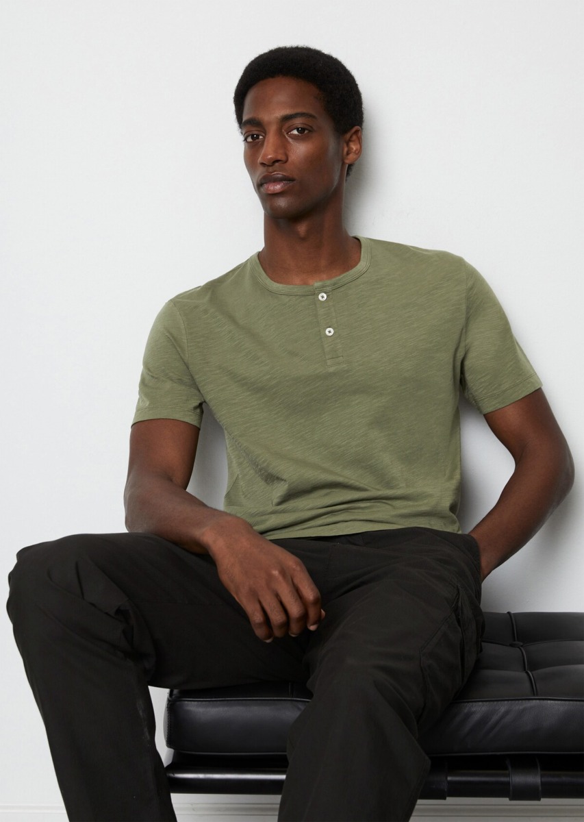 Marc O Polo - Gents Olive Henley T-Shirts GOOFASH