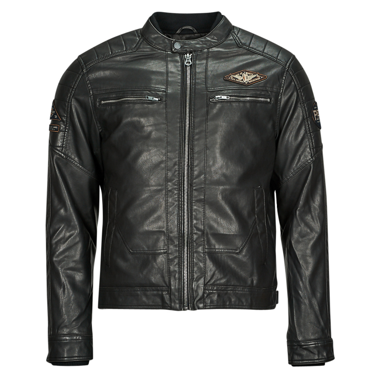 Men Leather Jacket Black Petrol Industries - Spartoo GOOFASH