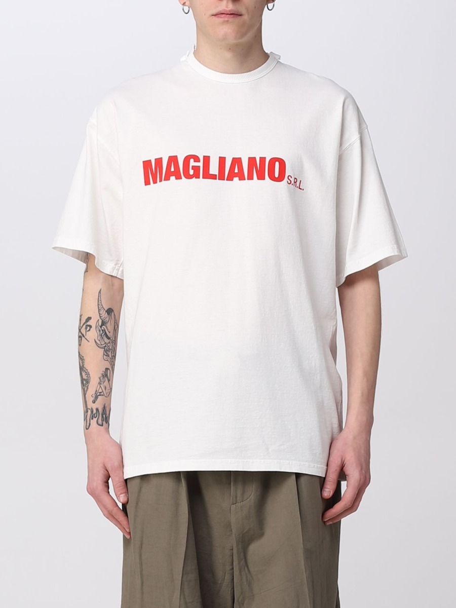 Men T-Shirt White Giglio Magliano GOOFASH
