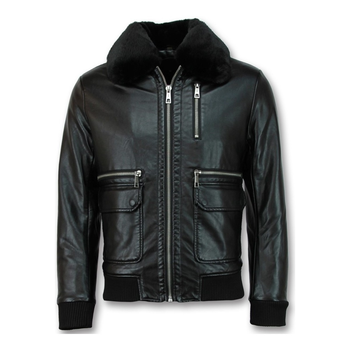 Mens Black Leather Jacket - Spartoo GOOFASH