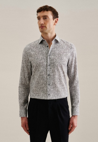 Men's Grey Business Shirt Seidensticker GOOFASH