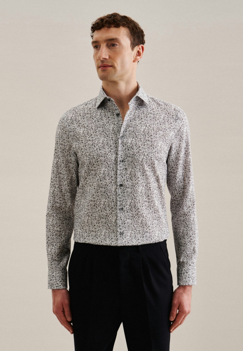 Men's Grey Business Shirt Seidensticker GOOFASH