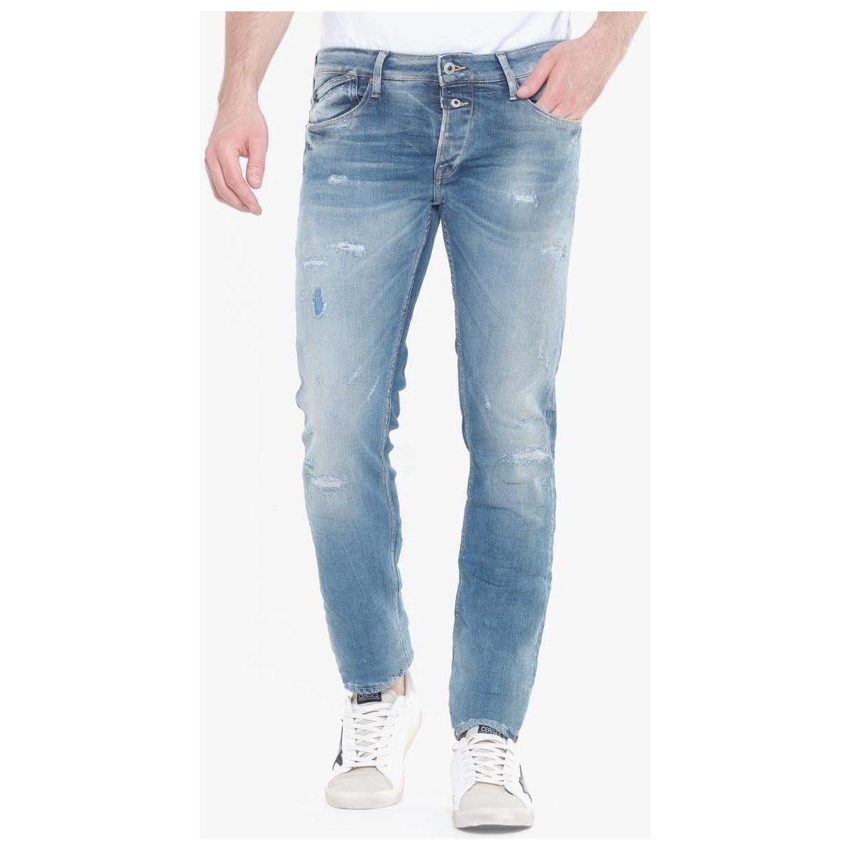 Men's Jeans in Blue Spartoo - Le Temps des Cerises GOOFASH