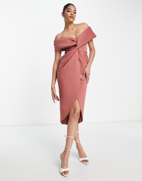 Midi Dress Pink for Woman from Asos GOOFASH