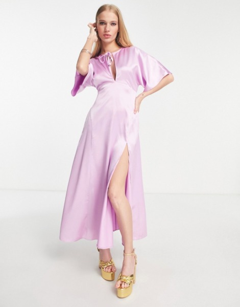 Midi Dress Purple Women - Asos GOOFASH