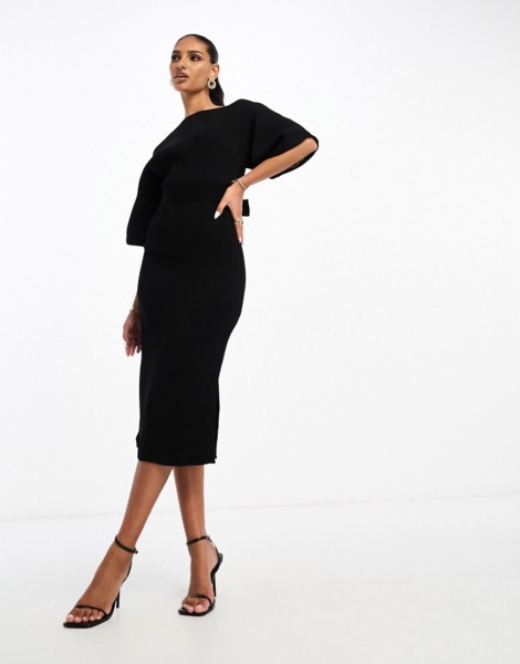 Midi Dress in Black - Asos Woman - Closet London GOOFASH