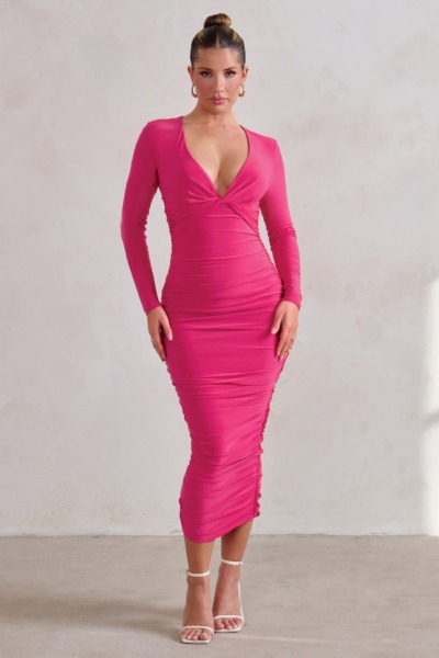 Midi Dress in Pink - Club L London - Woman GOOFASH