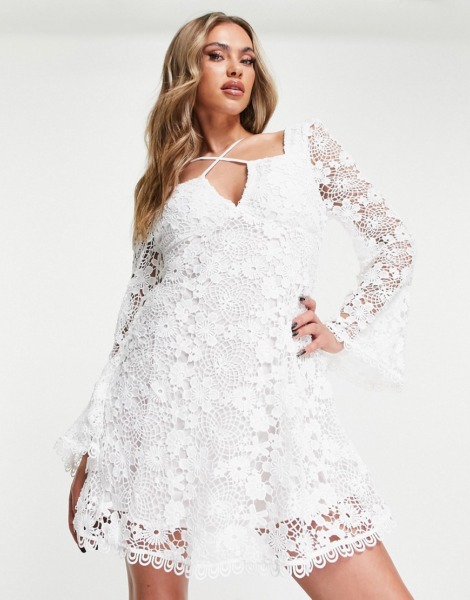 Mini Dress White - Ladies - Asos GOOFASH
