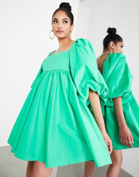 Mini Dress in Green - Asos Woman - Asos GOOFASH