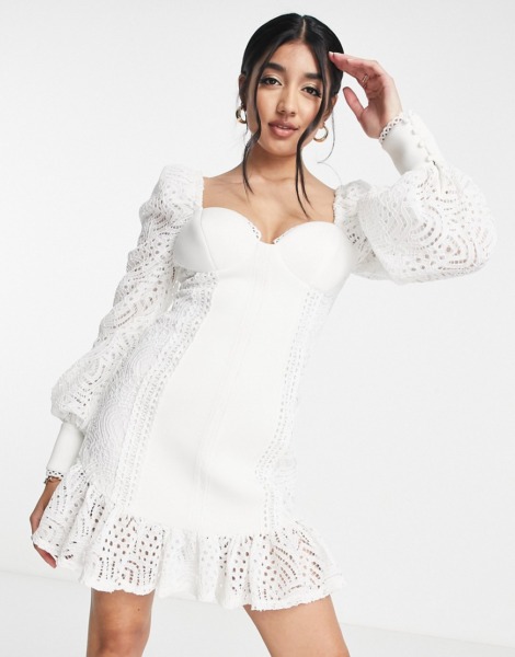 Mini Dress in White - Woman - Asos GOOFASH