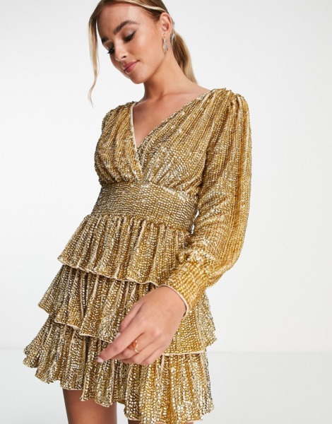Miss Selfridge - Mini Dress Gold - Asos Ladies GOOFASH