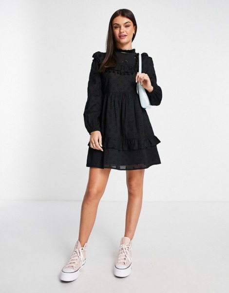 Miss Selfridge Women's Mini Dress Black by Asos GOOFASH